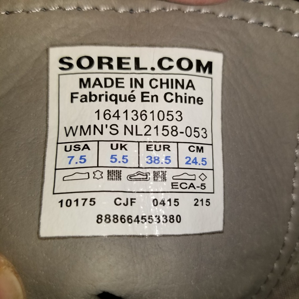 Sorel Major Carly Boots Women 7.5 Gray Excellent Suede Canvas Lace Up NL2158-053 - Picture 8 of 8